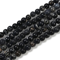 Черный Нити бусин из окрашенного натурального регалита/императорской яшмы/морского осадка яшмы, круглые, чёрные, 4 мм, отверстие : 1.2 мм, около 45 шт / нитка, 7.68'' (19.5 см)