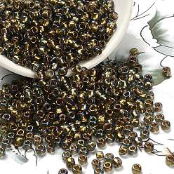 (271) Inside Color AB Black Diamond/Bronze Lined Тохо 11/0 круглые бусины, японский бисер, (271) внутри цвета ab черный бриллиант / бронзовая подкладка, 11/0, 2.2 мм, отверстие : 0.8 мм, Около 1110 шт / 10 г