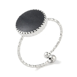 Нержавеющая Сталь Цвет 304 эмалированные плоские круглые открытые манжеты из нержавеющей стали для женщин, цвет нержавеющей стали, размер США 8 1/2 (18.5 мм)