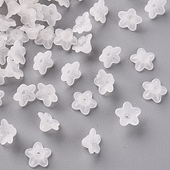 Clear Transparent Acrylic Beads, Flower, Frosted, Clear, 10x5mm, Hole: 1mm, about 4600pcs/500g