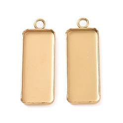 Golden Ion Plating(IP) 304 Stainless Steel Pendant Cabochon Settings, Plain Edge Bezel Cups, Rectangle, Golden, Tray: 10x25mm, 30x11x2mm, Hole: 2.4mm