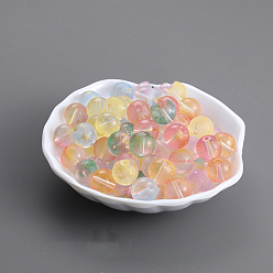 Mixed Color Transparent Czech Glass Beads, with Glitter Powder, Round, Mixed Color, 12mm