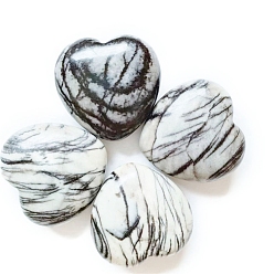 Netstone Natural Netstone Healing Stones, Heart Love Stones, Pocket Palm Stones for Reiki Ealancing, 30x30x15mm