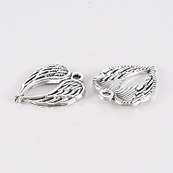 Antique Silver Tibetan Style Alloy Pendants, Lead Free & Cadmium Free, Wing, Antique Silver, 21.5x17x2mm, Hole: 1.6mm, about 290cs/500g