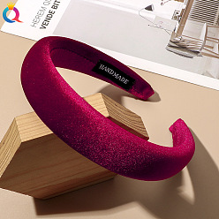 Velvet Sponge Headband - Wine Red Бархатный ободок для женщин – простой и элегантный аксессуар для волос, осень/зима незаменима