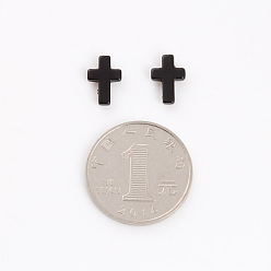 E1112-8 Cross Magnetic Black Earrings for Men and Women, Non-Pierced Clip-on Ear Studs with Magnet Stone