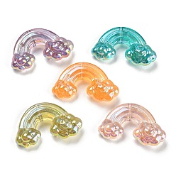 Mixed Color UV Plating Transparent Iridescent Acrylic Beads, Ice Beauty Effect, Rainbow, Mixed Color, 23x36x10mm, Hole: 1.8mm