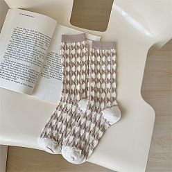 Thistle Stripe Pattern Cotton Knitting Socks, Winter Warm Thermal Socks, Thistle, 300x70mm