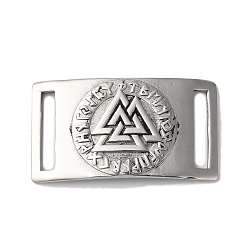 Others Viking 304 Stainless Steel Buckles, Belt Fastener, for Men's Belt, Antique Silver, Rectangle, Valknut, 46x25.5x2mm, Hole: 20x3.5mm