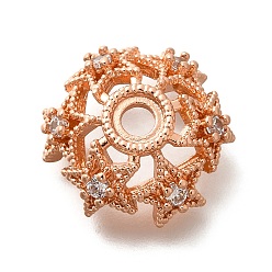 Розовое Золото Покрытие стойки латунь микро паве прозрачные колпачки из кубического циркония, долговечный, без свинца и без кадмия, розовое золото , пригодный для стразов 4 мм, 16x6 мм, отверстие : 2.5 мм