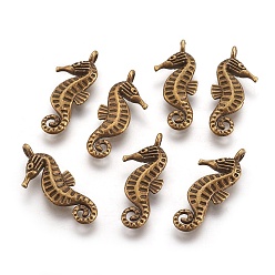 Bronze Antique Pendentifs en alliage de style tibétain, sans cadmium et sans nickel et sans plomb, hippocampe, bronze antique, 22x9x3mm, Trou: 1.5mm