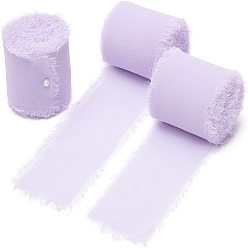 Lavender 5M Polyester Chiffon Ribbon, Raw Edged Ribbon for DIY Jewelry Bowknot Making, Gift Wrapping, Lavender, 1-5/8 inch(40mm), about 5.47 Yards(5m)/Roll
