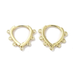 Real 14K Gold Plated Brass Hoop Earring Findings, Ear Wire with Loops, Teardrop, Real 14K Gold Plated, 18 Gauge, 15x16x2mm, Hole: 0.8mm, Pin: 1mm