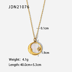 JDN21076 Fashion retro necklace stainless steel twist chain mother-of-pearl love necklace titanium steel necklace girls sense of luxury