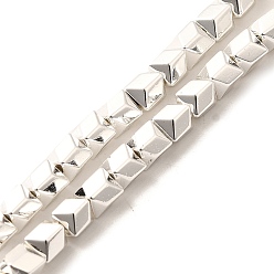 с Покрытием Серебра Гальванические нити из синтетических немагнитных гематитовых бусин, граненые, многоугольник, со серебряным покрытием, 4x3.5x4 мм, отверстие : 0.8 мм, около 104 шт / нитка, 15.75 дюйм (40 см)