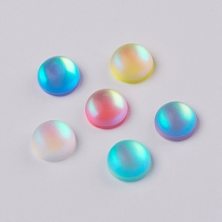 Mixed Color Glass Rhinestone Cabochons, Frosted, Flat Back, Half Round/Dome, Mixed Color, 8x4.4mm