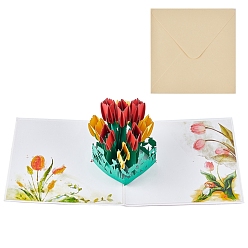 Разноцветный 3 d тюльпаны всплывающие открытки, на день матери день святого валентина день рождения день благодарения поздравление, красочный, 15.5x15.5x0.04 см