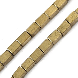 с Золотистым Покрытием Гальванические нити из синтетических немагнитных гематитовых бусин, кубоид, с золотым покрытием, 5x3x3 мм, отверстие : 1 мм, около 82~83 шт / нитка, 15.98~16.38'' (40.6~41.6 см)