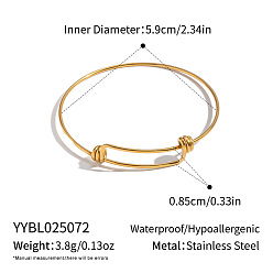 Настоящее золото 18K Регулируемые 304 браслеты из нержавеющей стали для женщин, реальный 18 k позолоченный, внутренний диаметр: 2.32 дюйм (5.9 см)