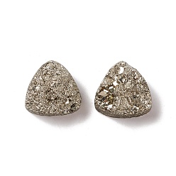 Druzy Agate Electroplate Natural Druzy Agate Cabochons, Imitation Pyrite, Triangle, 12~12.5x12~12.5x4.5~6.5mm