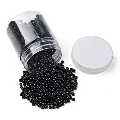 Black 1300Pcs 6/0 Glass Seed Beads, Opaque Colours Seed, Round, Small Craft Beads for DIY Jewelry Making, Black, 4mm, Hole:1.5mm