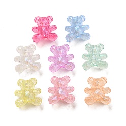 Mixed Color Luminous Acrylic Beads, Glitter Pendants, Glow in the Dark, Bear, Mixed Color, 18.5x17x12mm, Hole: 2.2mm, about 306pcs/500g