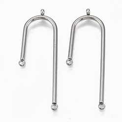 Stainless Steel Color 304 Stainless Steel Asymmetric Length Chandelier Component Links, 3 Loop Connectors, Arch, Stainless Steel Color, 39.5x14x1.5mm, Hole: 1.5mm