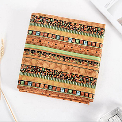 Verge D'or Tissu en lin et coton imprimé rectangle, pour patchwork, couture de tissu au patchwork, avec motif de style ethnique, verge d'or, 145x50 cm