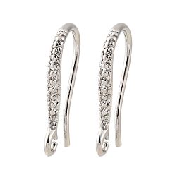 Платина Латунные крючки для сережек, без свинца и без кадмия, долговечный, стойки покрытие, платина, 16.5x2x7.5 мм, отверстие : 1.2 мм, штифты : 0.5 мм