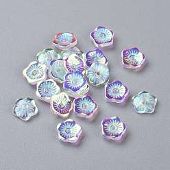 Clear AB Transparent Glass Beads, Flowers, Clear AB, 8x3mm, Hole: 1mm