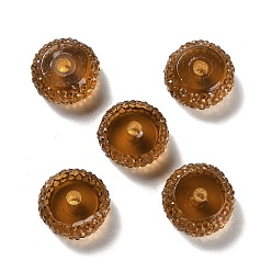 Saddle Brown Transparent Resin Beads, Textured Rondelle, Saddle Brown, 12x7mm, Hole: 2.5mm