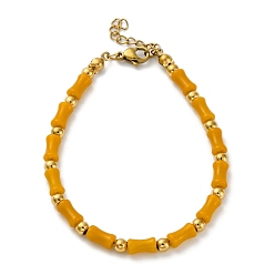 Седло Коричневый 304 браслеты из нержавеющей стали с бусинами для женщин, колонка, со стеклянными и стальными бусинами, седло коричневый, 7 дюйм (17.9 см)