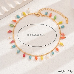 Разноцветный Браслеты на ногу в стиле бохо с кисточками из латуни для женщин, пляжные украшения для ног, золотые, красочный, 8-5/8 дюйм (22 см)