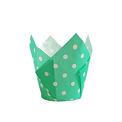 Medium Spring Green Tulip Cupcake Baking Cups, Greaseproof Muffin Liners Holders Baking Wrappers, Polka Dot Pattern, Medium Spring Green, 50x80mm