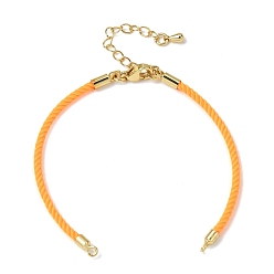 Оранжевый 2мм витой круглый нейлоновый шнур для изготовления браслета, подходит для соединительных шармов, с латунными выводами и 303 застежками из лобстера из нержавеющей стали, реальный 18 k позолоченный, оранжевые, 6.22 дюйм (15.8 см)