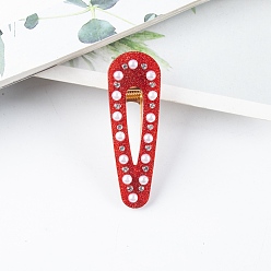 Red Acrylic Hair Clips for Women, with Rhinestone and Plastic Beads, Red, 62x19mm