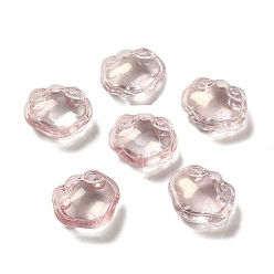 Pink Transparent Glass Beads, Lock, Pink, 14x16x7mm, Hole: 1.2mm