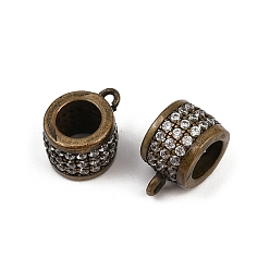 Античная Бронза Латунные поручни из кубического циркония с микропаве, петля под залог, колонка, без кадмия, без никеля и без свинца, античная бронза, 11x6.5x8 мм, отверстие : 1 мм, внутренний диаметр: 5 мм