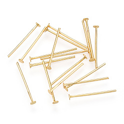 Настоящее золото 18K Латунные шпильки с плоской головкой, долговечный, Позолота, без никеля , реальный 18 k позолоченный, 15x0.7 мм, Руководитель: 2 mm, 813 шт / мешок.