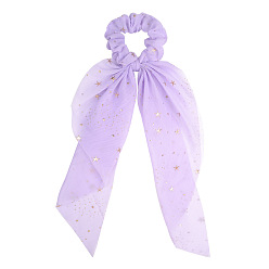 Lilac Star Cloth Elastic Ponytail Hair Rope Long Streamer Hair Ties, Scrunchie/Scrunchy Hair Ties, Hair Accessories for Girls Women, Lilac, 381x80mm
