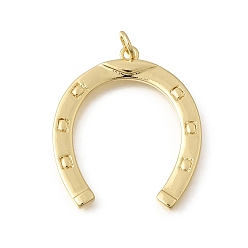 Настоящее золото 18K Латунные подвески, подковы прелести, стойки покрытие, долговечный, без кадмия и без свинца, реальный 18 k позолоченный, 28.5x25x2 мм, Перейти кольцо: 5x0.8 мм, внутренний диаметр: 3.2 мм