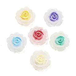 Mixed Color Translucent Resin Cabochons, AB Color Flower, Mixed Color, 26x26x10mm