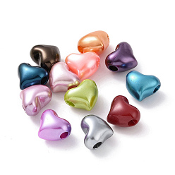 Mixed Color ABS Plastic Imitation Pearl European Beads, Large Hole Beads, Heart, Mixed Color, 19.5x24x11.5mm, Hole: 5.4mm, about 155pcs/500g