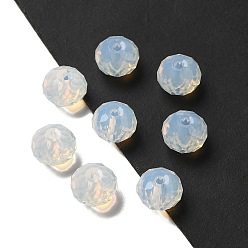 Белый Стекло k9 стекло, имитация Австрийские кристаллические шарики, граненые, рондель, белые, 8x6 мм, отверстие : 1 мм