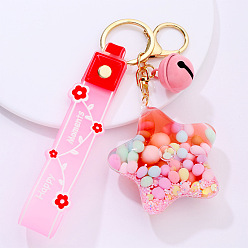 19.Pentagram-Pink Cute Cartoon 5-Star Oil Keychain Candy Ocean Keyring Creative Flower Camera Pendant