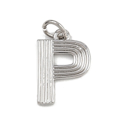 Letter P Латунные подвески, с целью перехода в кольце, письмо амулеты, стойки покрытие, долговечный, без кадмия и без свинца, платина, Письмо P, 15x10.5x1.5 мм, отверстие : 3.5 мм
