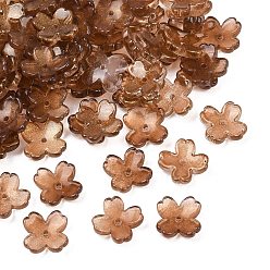 Седло Коричневый Двухцветные прозрачные колпачки для стеклянных бусин, 4-лепестков цветка, с блеском порошок, седло коричневый, 13x13x4.5 мм, отверстие : 1.2 мм, Около 1370 шт / 1000 г