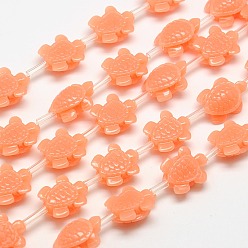 Light Salmon Synthetic Coral Beads Strands, Dyed, Tortoise, Light Salmon, 15x12x7mm, Hole: 2mm, about 22pcs/strand, 11.5 inch
