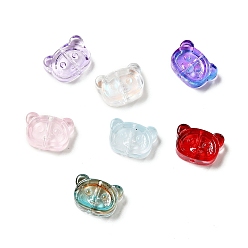 Mixed Color Spray Painted Transparent Glass Beads, Bear, Mixed Color, 10x14.5x5mm, Hole: 1.2mm
