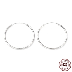 Real Platinum Plated Rhodium Plated 925 Sterling Silver Huggie Hoop Earrings, with S925 Stamp, Real Platinum Plated, 29x1.5x30mm